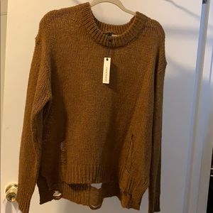 Burnt Orange Distressed Sweater